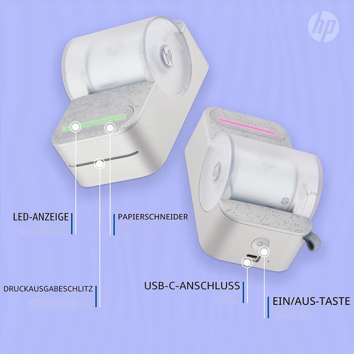Tragbarer HP Sprocket Panorama-Sofortfarbdrucker (weiss) 2 x 0,5 bis 9 Zoll Zink-Klebepapier – Erste