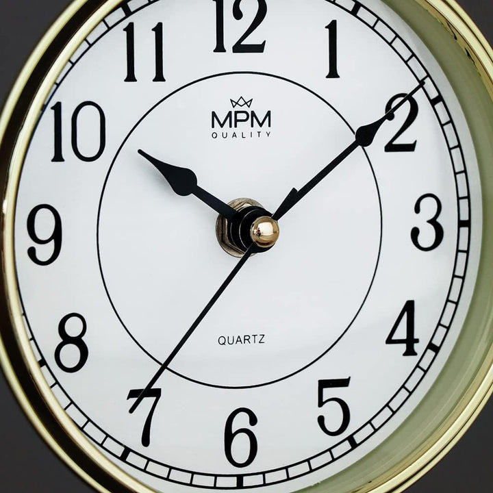 MPM Quality Retro Dark Wood Tischuhr, Dunkelbraun, Traditionelle und Elegante Holztischuhr, Arabisch