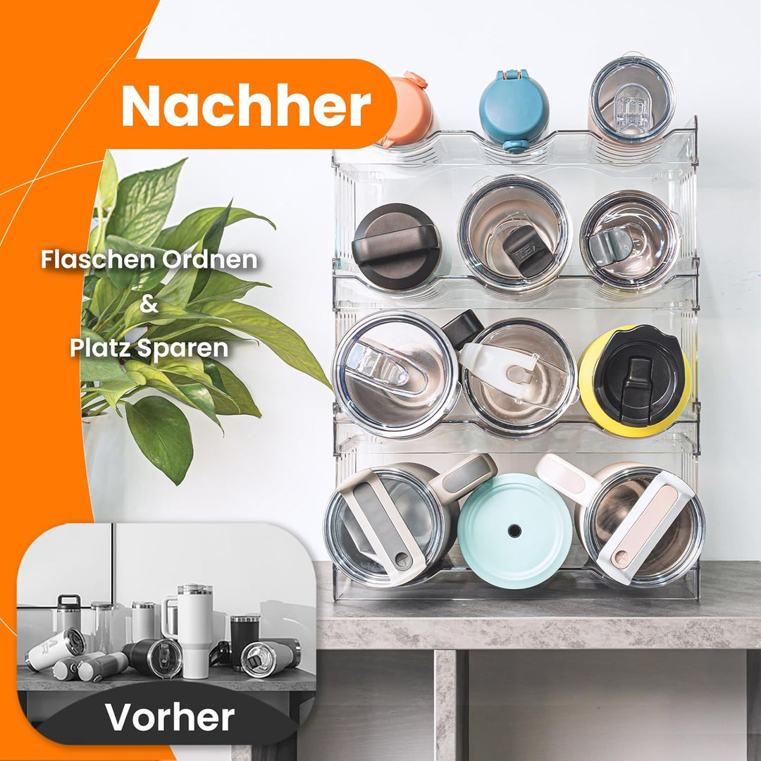 Stapelbar Flaschenregal, Flaschenhalter für Küche Schrank Flaschen Organizer, Kühlschrank Getränke O