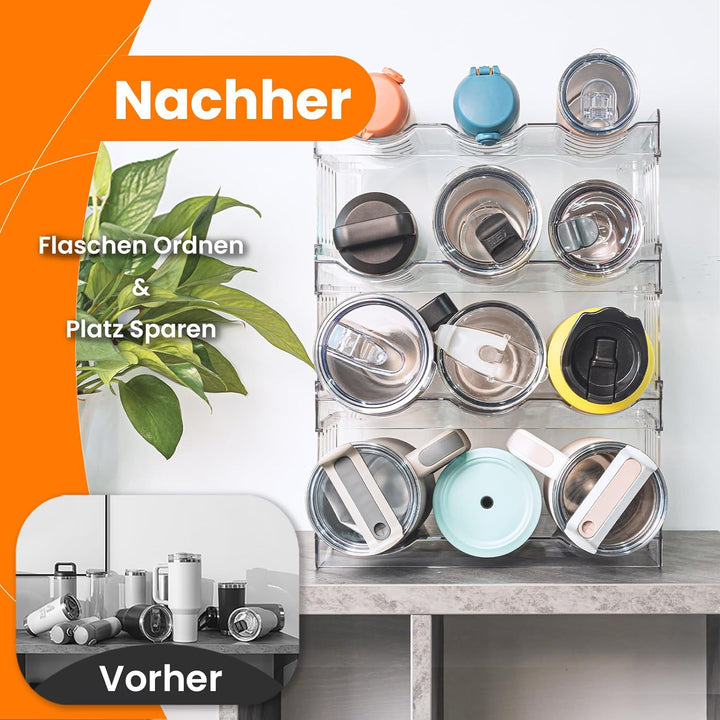 Stapelbar Flaschenregal, Flaschenhalter für Küche Schrank Flaschen Organizer, Kühlschrank Getränke O