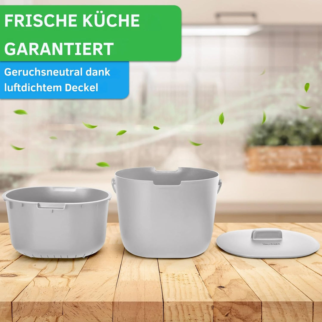 YourCasa Biomülleimer Küche 3,6L - Komposteimer für alltäglichen Biomüll Behälter Spülmaschinenfest