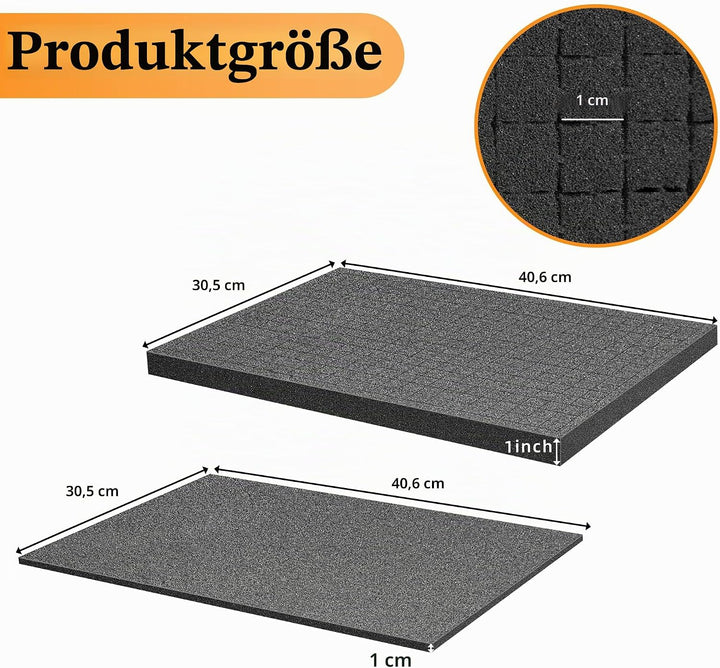 Rasterschaumstoff Würfelschaum -4 Stück 400 x 300 x 2.5 mm/4 Stück 400 x 300 x 10mm- Werkzeugkoffer