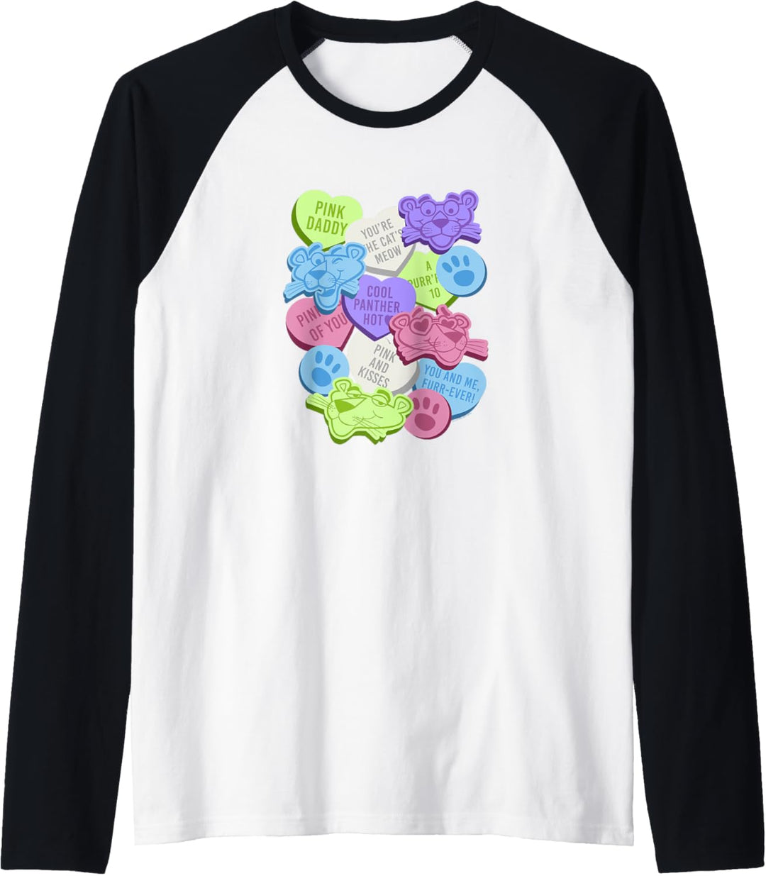 The Pink Panther Valentine's Day Candy Hearts Raglan