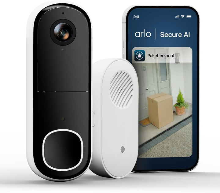 Arlo Essential 2 HD Video Türklingel Mit Kamera & Türgong Kabellos, Türsprechanlage, WLAN Doorbell,