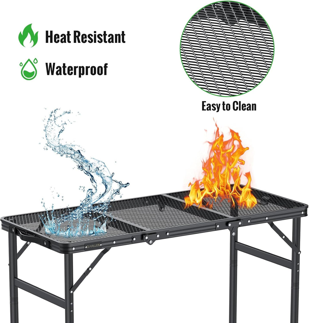 GARLLEN Grilltisch klappbar, 90x40cm & 3 Höhenverstellbar(27/51/75cm), Leicht und Tragbar, Klapptisc