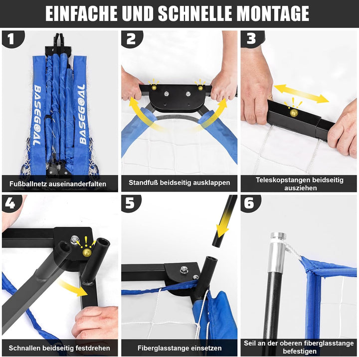 Fussballtor Outdoor [180cm/240cm/365cm], Faltbares Fussballtor Garten &amp; Training mit Koordinationsle