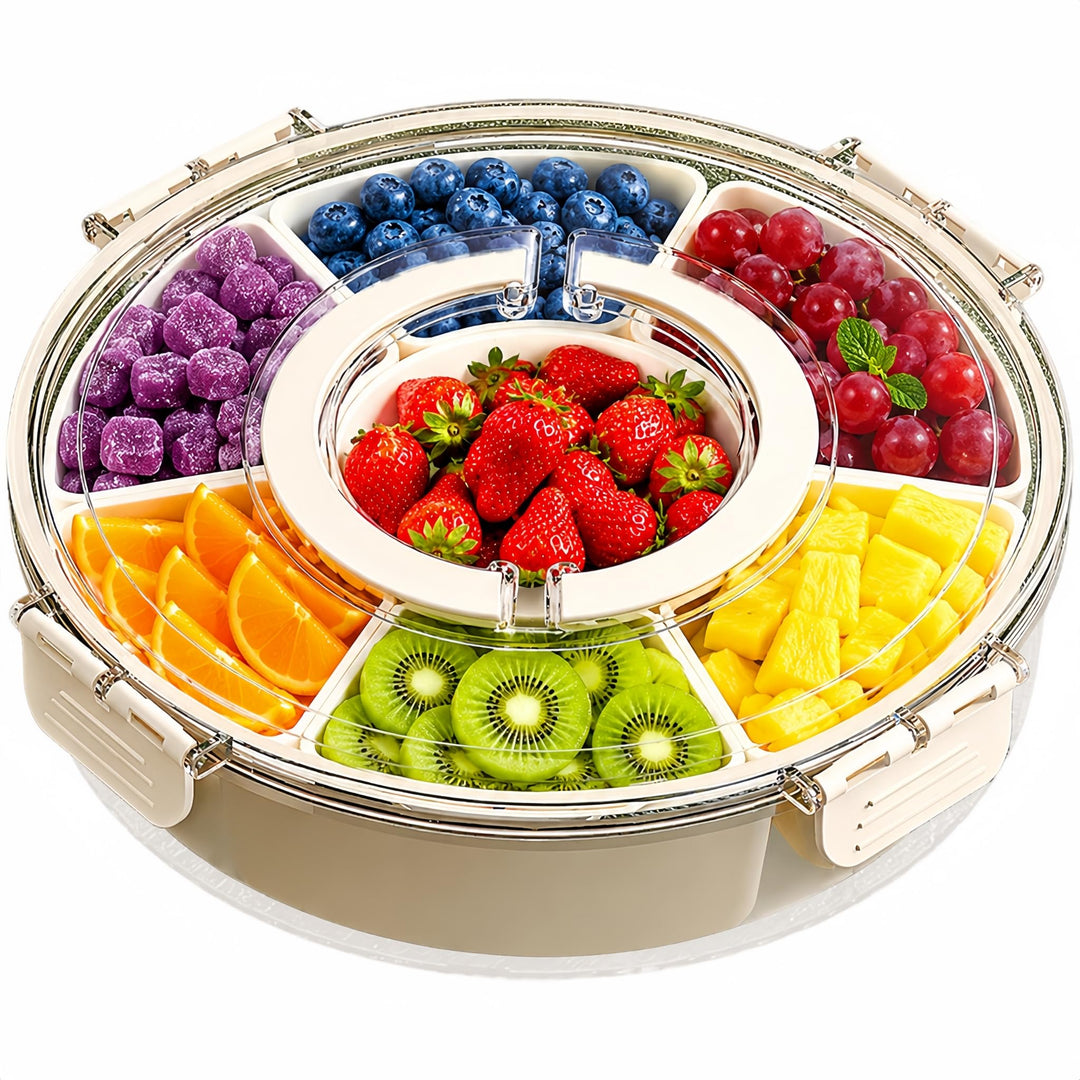 Snackle Box Drehbar mit Griff, 6 Herausnehmbare Fächer, Snackbox Spülmaschinenfest, Snackdose mit De