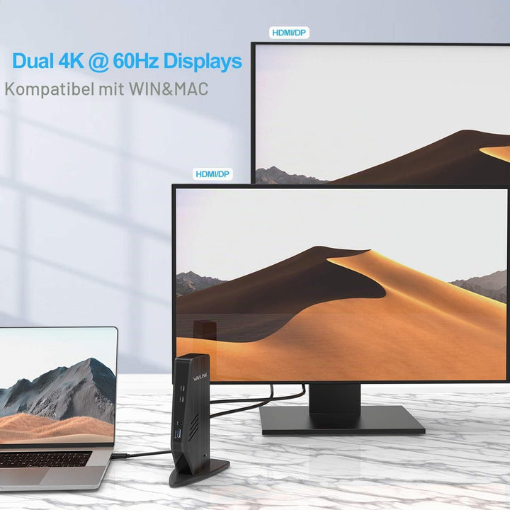 WAVLINK USB C Dual 4K-Notebook-Dockingstation mit 65W Stromversorgung für Notebooks Unterstützt Disp