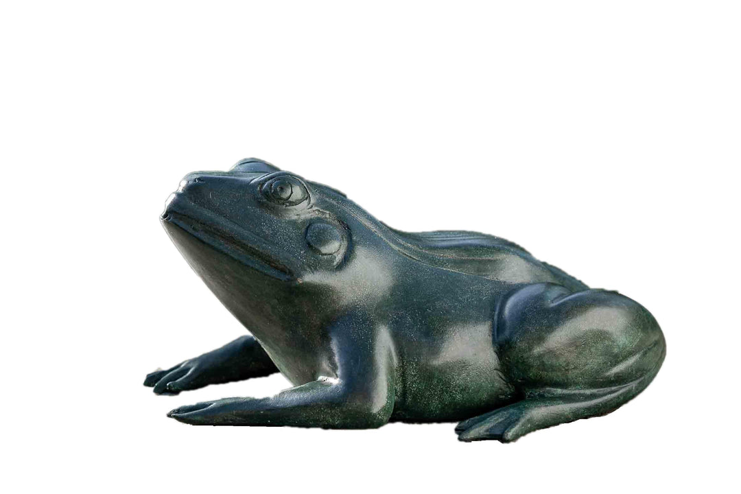 IDYL Bronze-Skulptur Grüner Frosch | 9x17x20 cm | Tierfigur aus Bronze handgefertigt | Gartenskulptu
