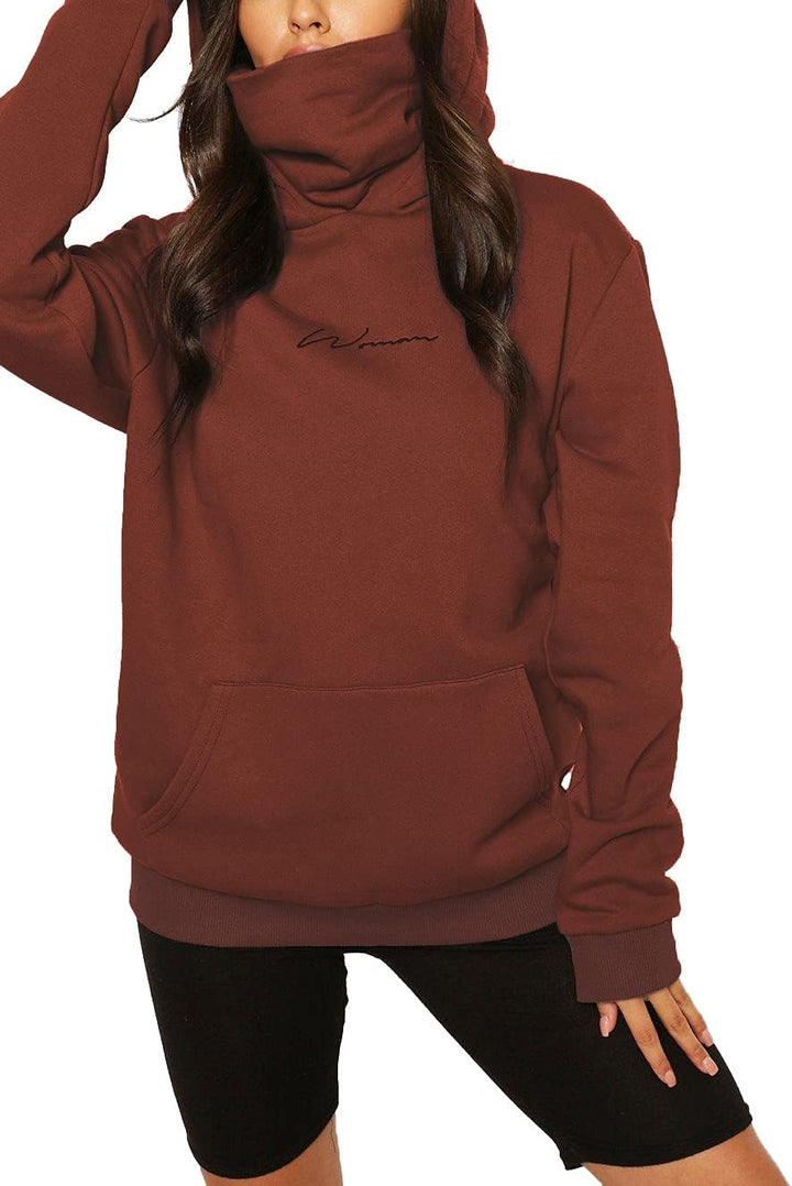 TrendiMax Damen Hoodie Kapuzenpullover Langarm Sweatshirt Winter Pullover Hochkragen Sweatjacke Kapu