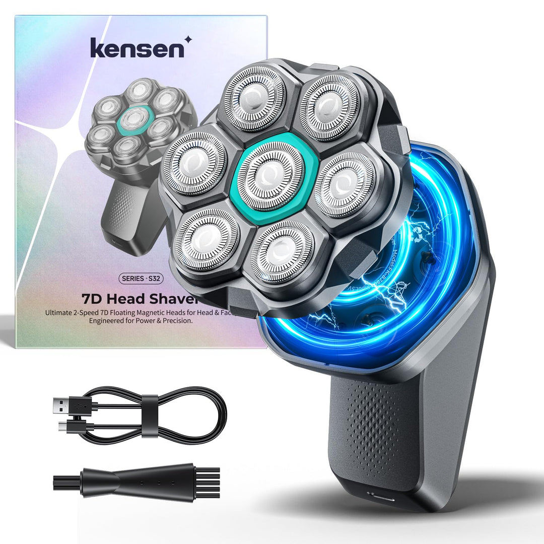 Glatzen Rasierer Herren, kensen Glatzenrasierer 7D Schwebender Kopfrasierer Glatze Wasserdicht Head