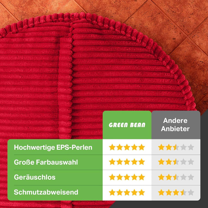 Green Bean® Indoor Sitzhocker Pouf 45x25cm EPS-Perlen Füllung & Cordstoff Kuschelig Weich Waschbar -