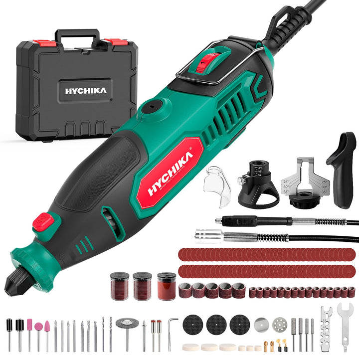 HYCHIKA 150W Rotationswerkzeug-Set mit Kettensägeschärfer, 7-Stufig Regelbar 10000–33000 U/min, 167