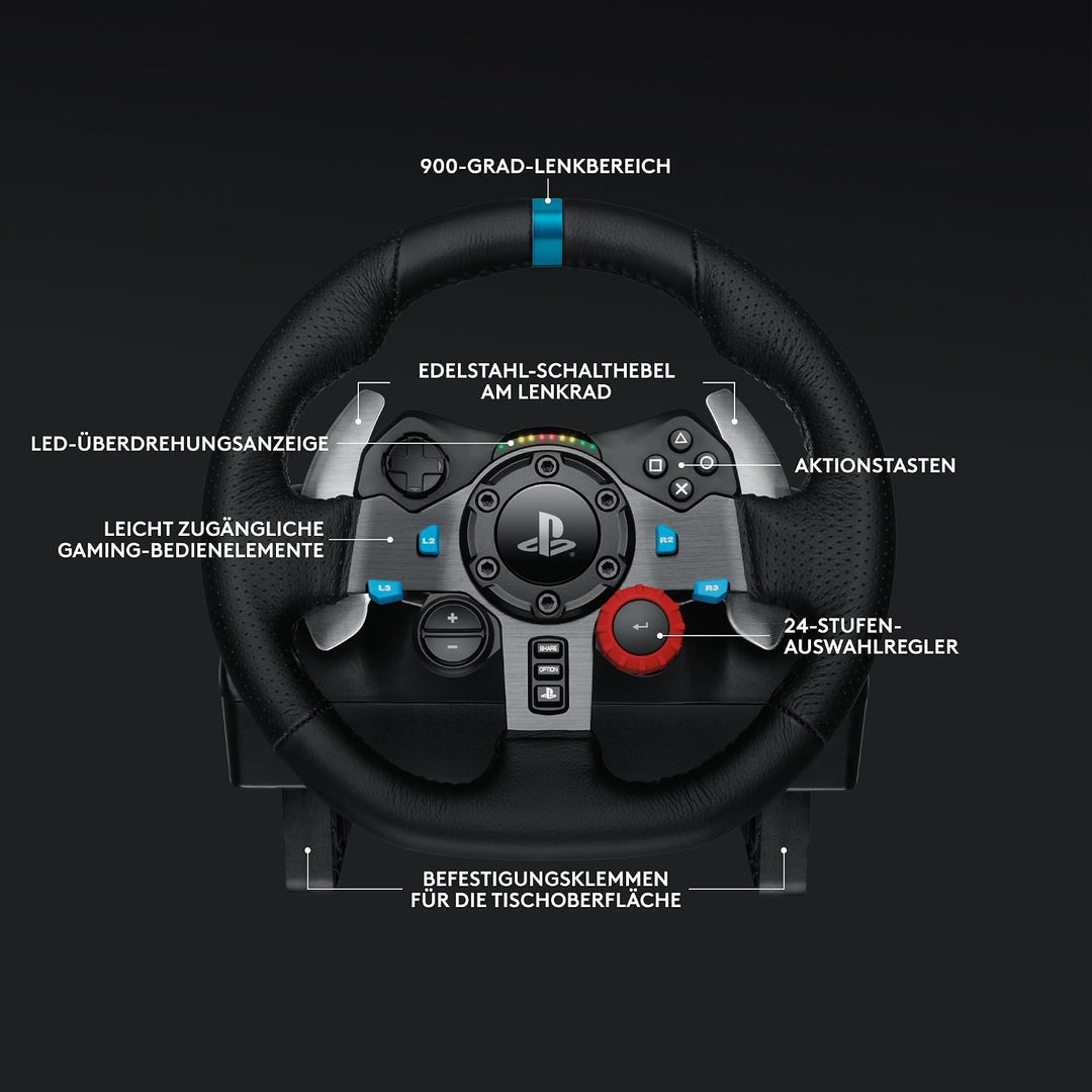 Logitech G G29 SE Driving Force Rennlenkrad und Pedale, Force Feedback, echtes Leder + Logitech G Dr