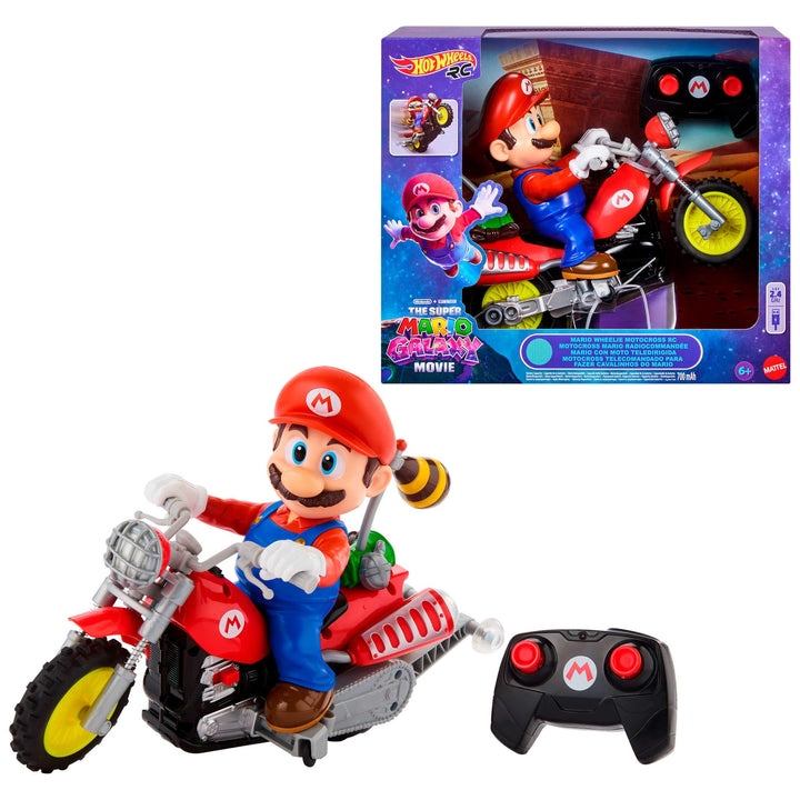 Hot Wheels Mario Kart Motorrad, ferngesteuertes Wheelie Motocross aus dem Super Mario Galaxy-Film mi