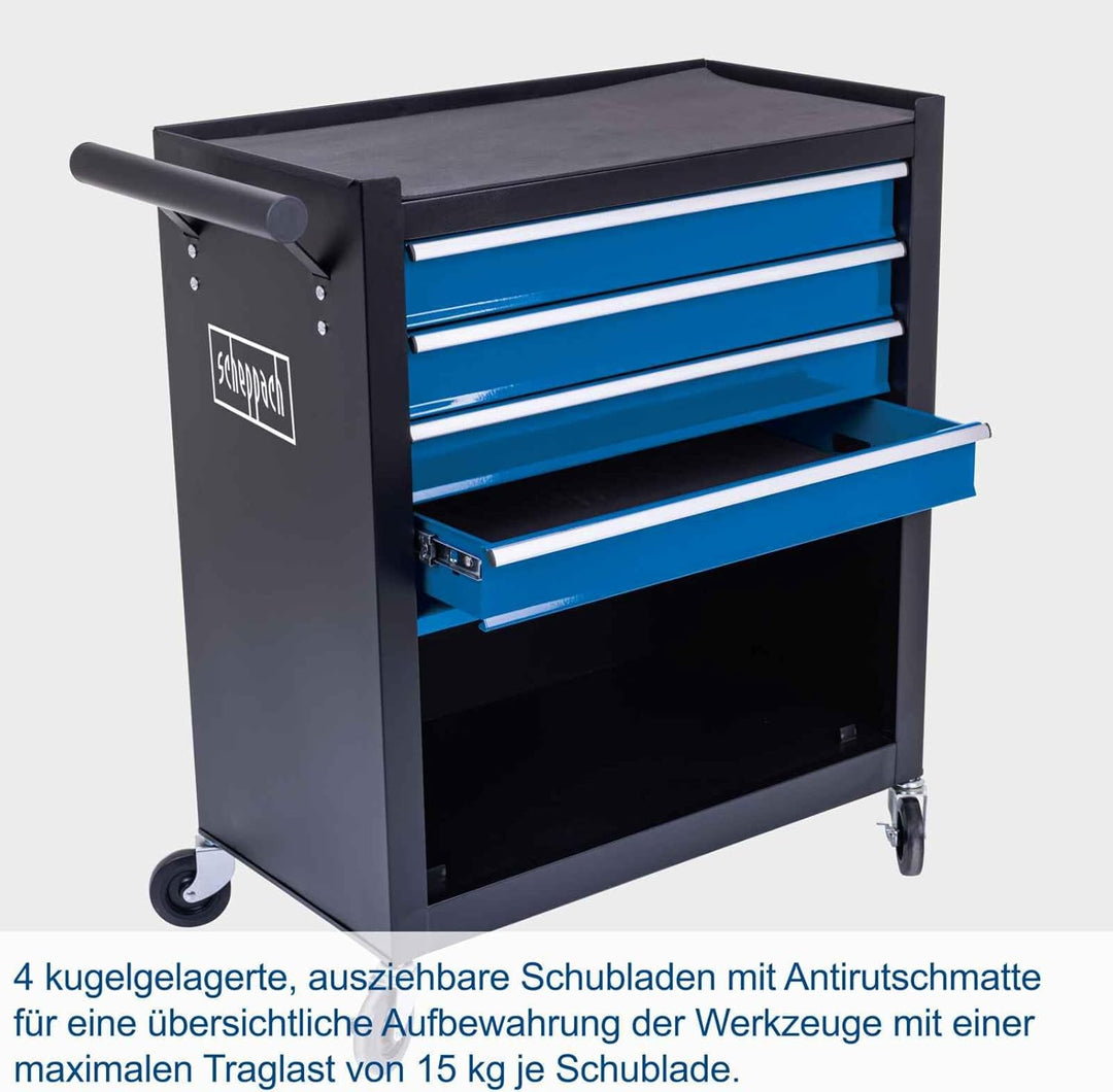 Scheppach Werkstattwagen ohne Werkzeug TW1300 Werkzeugkiste leer | bis max. 120 kg belastbar | 695 x