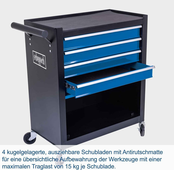Scheppach Werkstattwagen ohne Werkzeug TW1300 Werkzeugkiste leer | bis max. 120 kg belastbar | 695 x