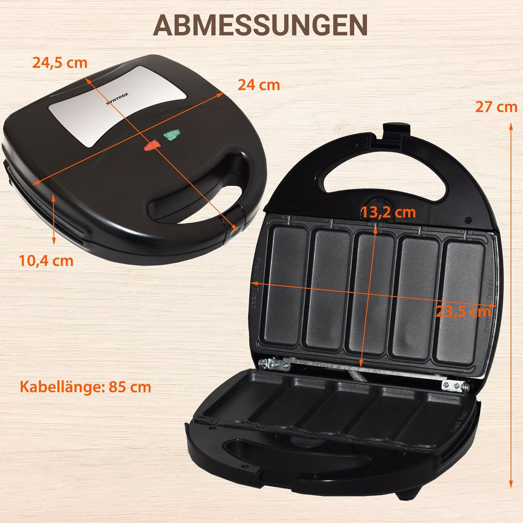 Syntrox Germany French Toast Maker Arme Ritter Chefmaker SM-1300W French Toast mit herausnehmbaren B