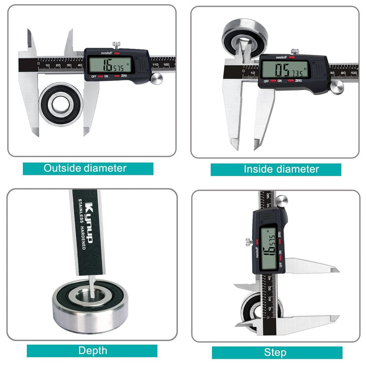 Kynup Digital Messschieber, 300mm/ 12-Zoll Digitale Schieblehre Edelstahl Messwerkzeug, Elektronisch