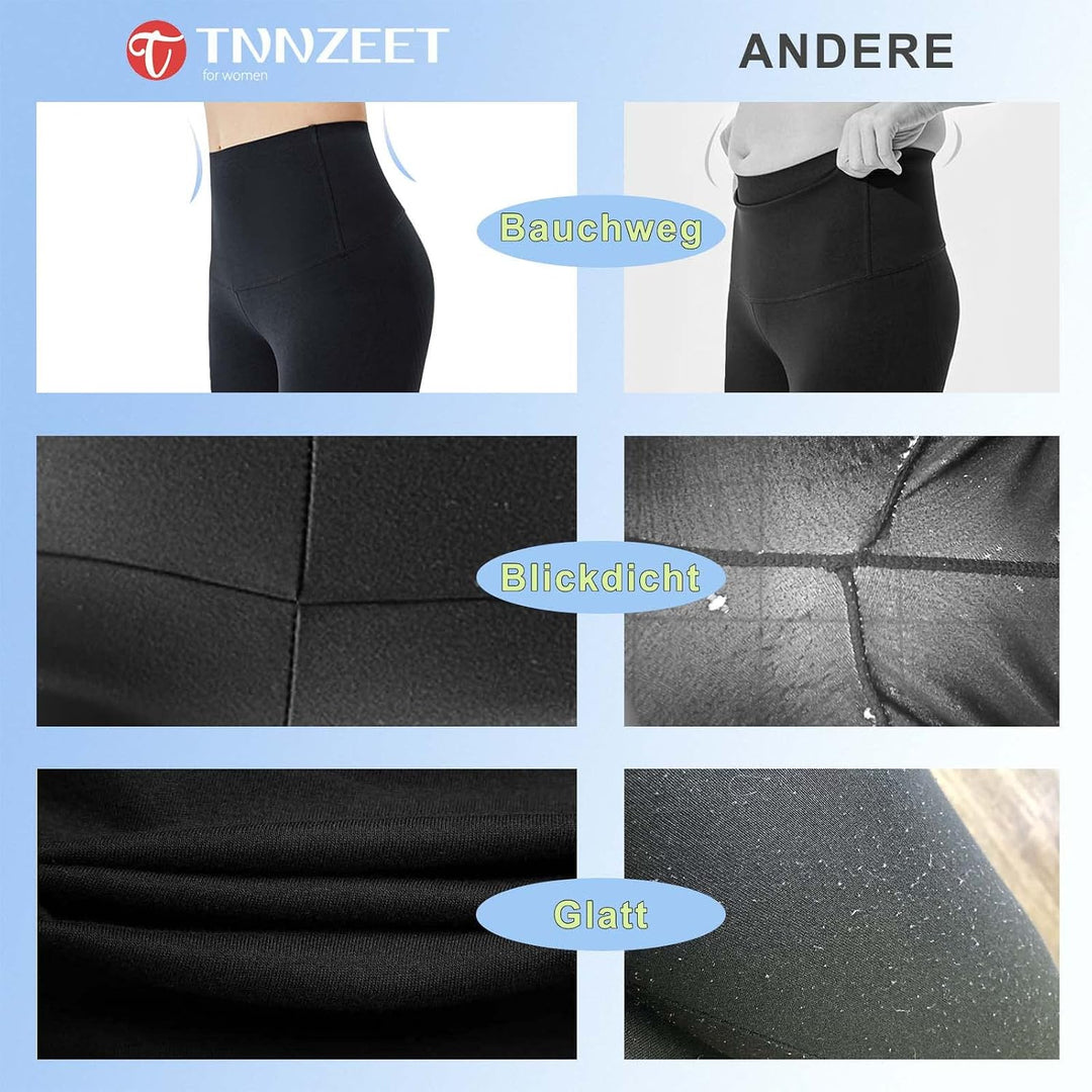 TNNZEET Radlerhose Damen Hohe Taille Kurze Sporthose Blickdicht Shorts für Yoga Gym Taschen L-XL Sch