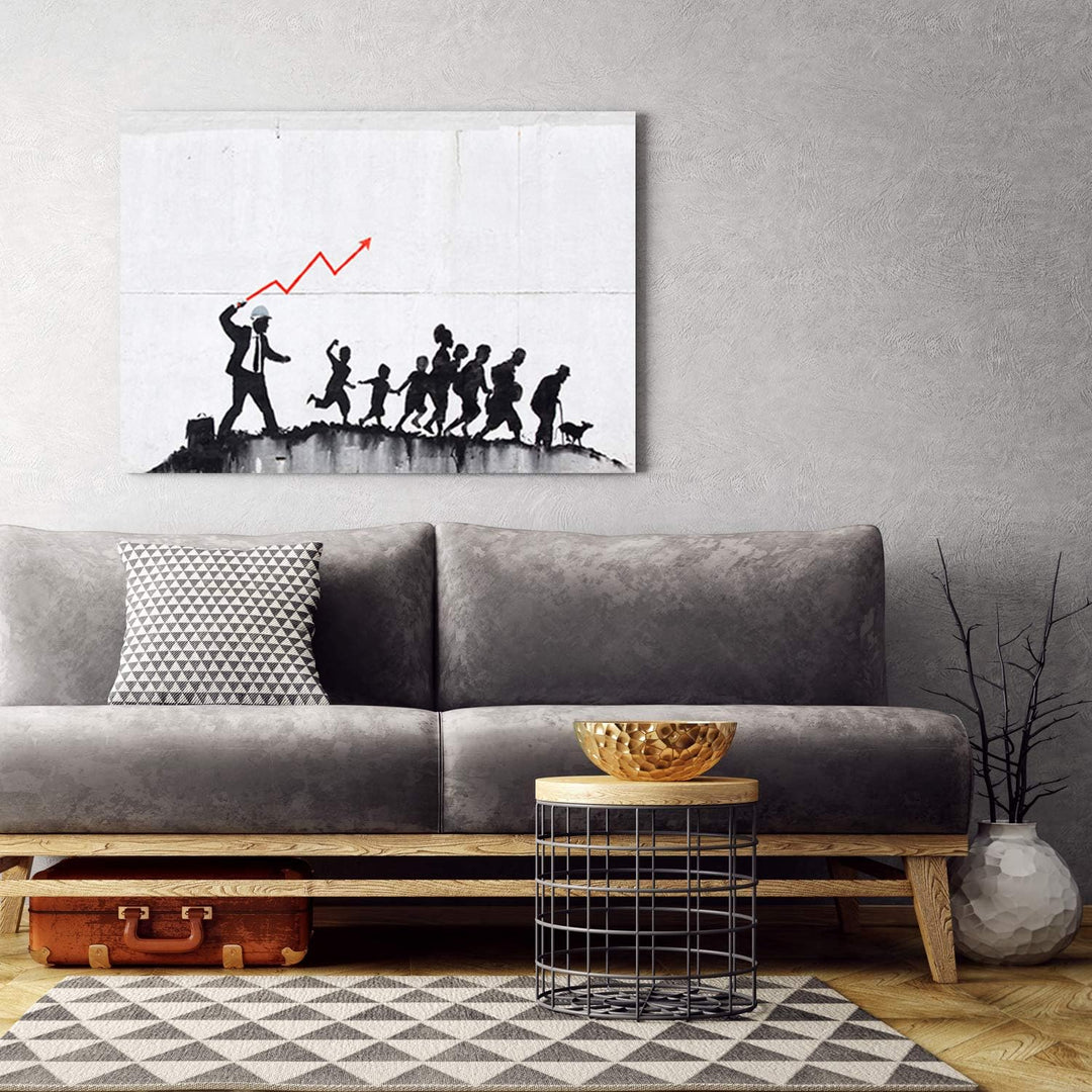 Feeby Leinwandbilder XXL Banksy - Economy - 90x60 cm - Bild auf Leinwand - Kunstdruck - Deko Wohnzim