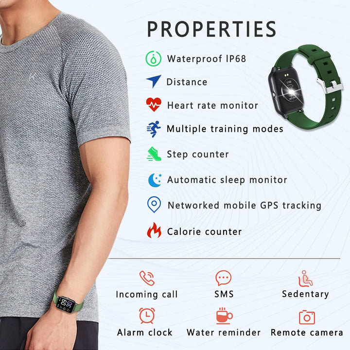 MicLee Damen Herren 1.69 Zoll Smartwatch Fitness Armband Fitness Tracker Schrittzähler Uhr Musiksteu