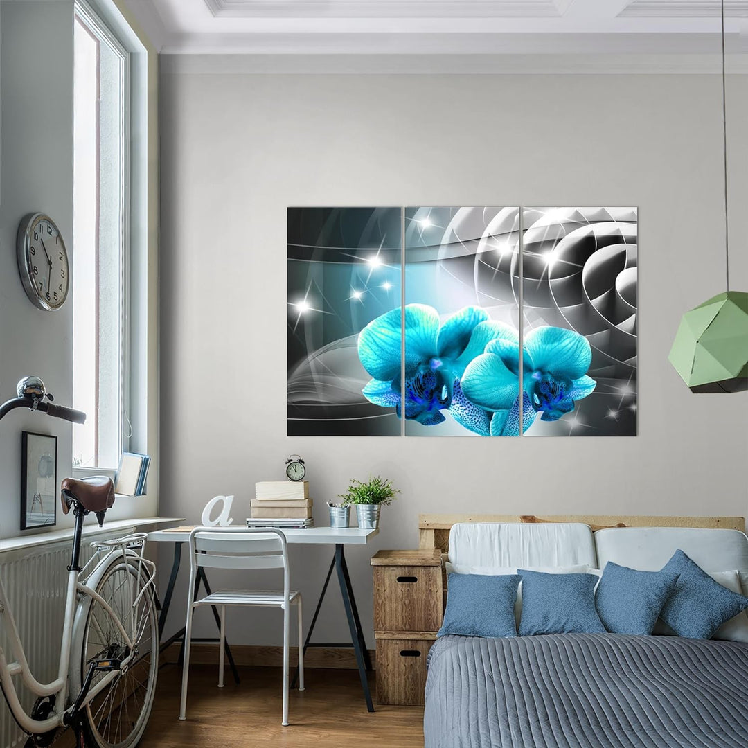 Runa Art Wandbilder Blumen Orchidee Bild XXL Wohnzimmer Schlafzimmer Türk Abstrakt 120 x 80 cm 3 Tei
