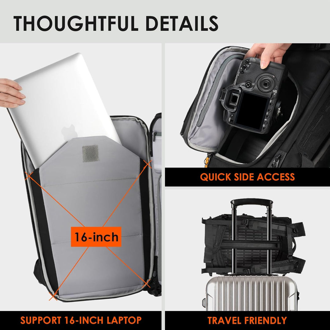 TARION Kamerarucksack Wasserdicht Professionelle Fotorucksack - Schwarz Gross Kamera Rucksack mit 16