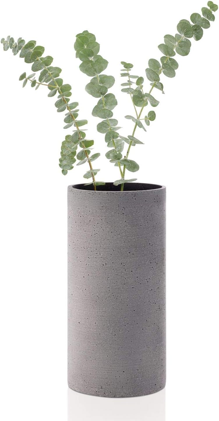 blomus -COLUNA- Vase M aus Polystone, dunkelgrau, puristische Beton-Optik, dekorative Vase in modern