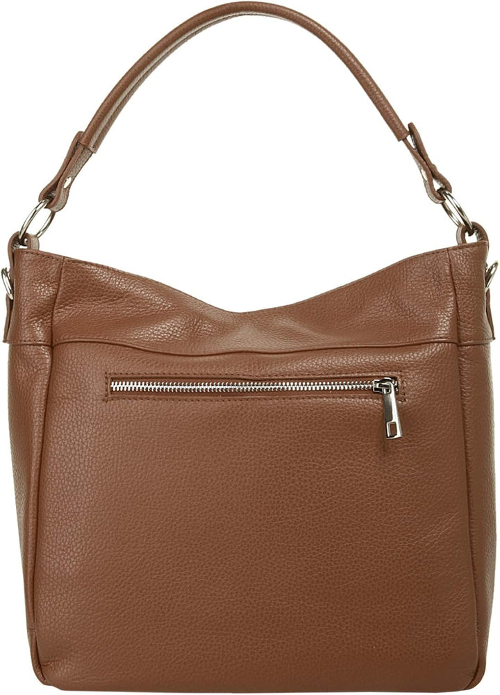 Handtasche Echt Leder Damen Made in Italy, Smartphonefach, Damentasche aus Rindleder, Umhängetasche