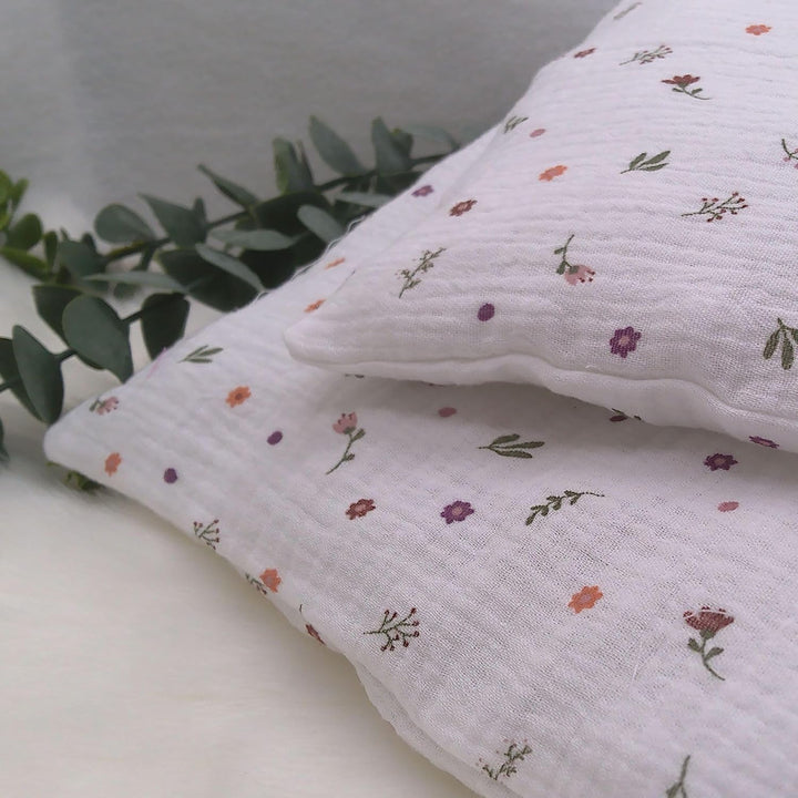 Puppenbettwäsche, Musselin 2 Grössen, für Puppenbett, Puppenlauflernwagen, Decke 26b x 31 cm/Decke 3