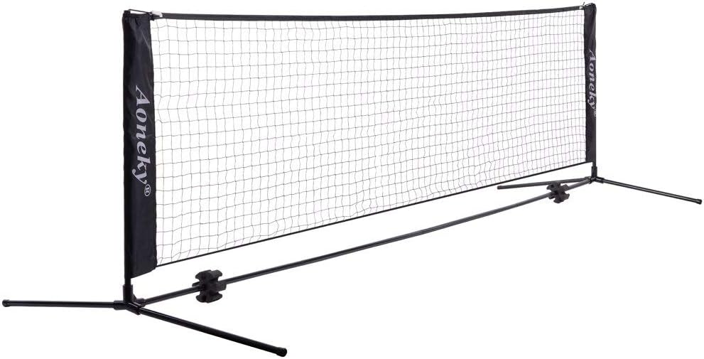 Aoneky Tennis Kit 2M/3M /6M x83cm, Metallrahmenständer und Stark PE-Tennisnetz | Tragbares Picklebal