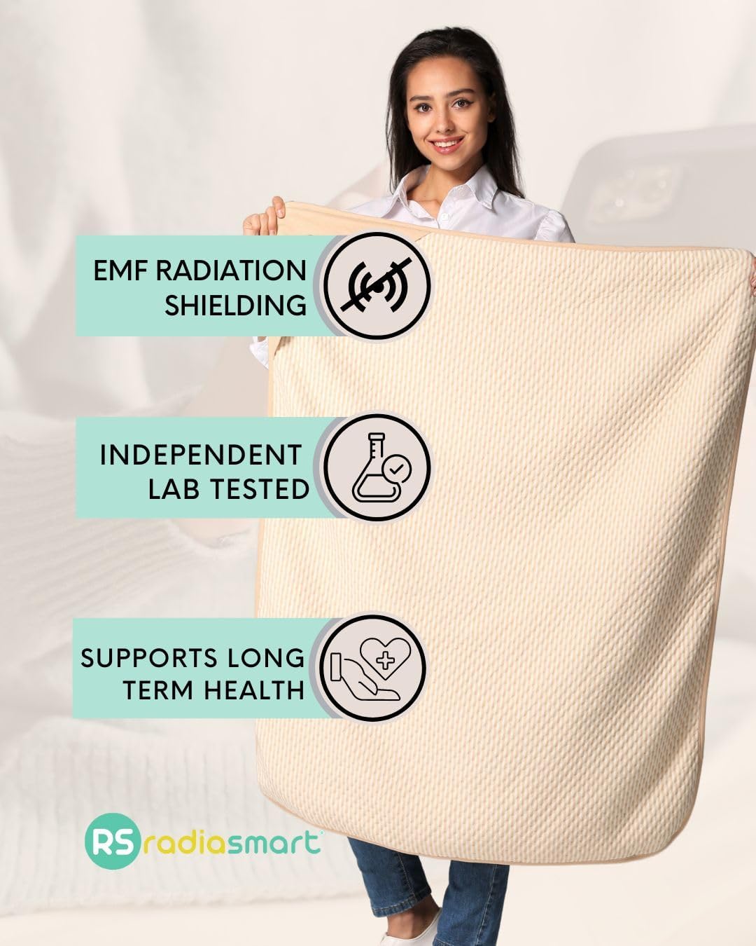 Radia Smart Grosse schützende Babydecke für Bauchschwangerschaft, organisch, 5G-Anti-Strahlung, EMF-