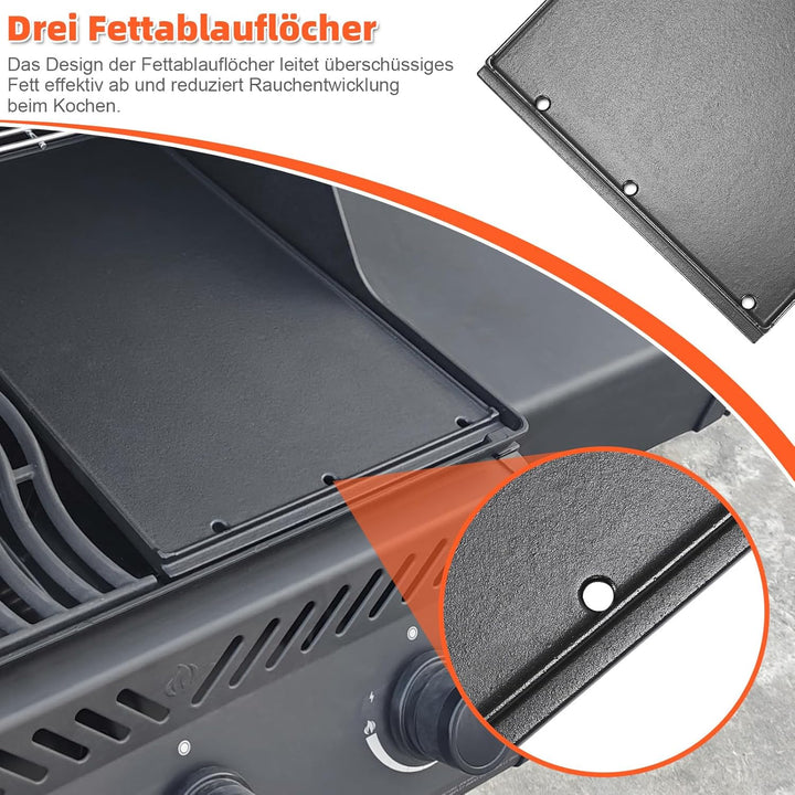 GFTIME 45x29.2cm Hochwertige Gusseisen Grillplatte für Napoleon Rogue 425 525 625, Freestyle, Gusspl
