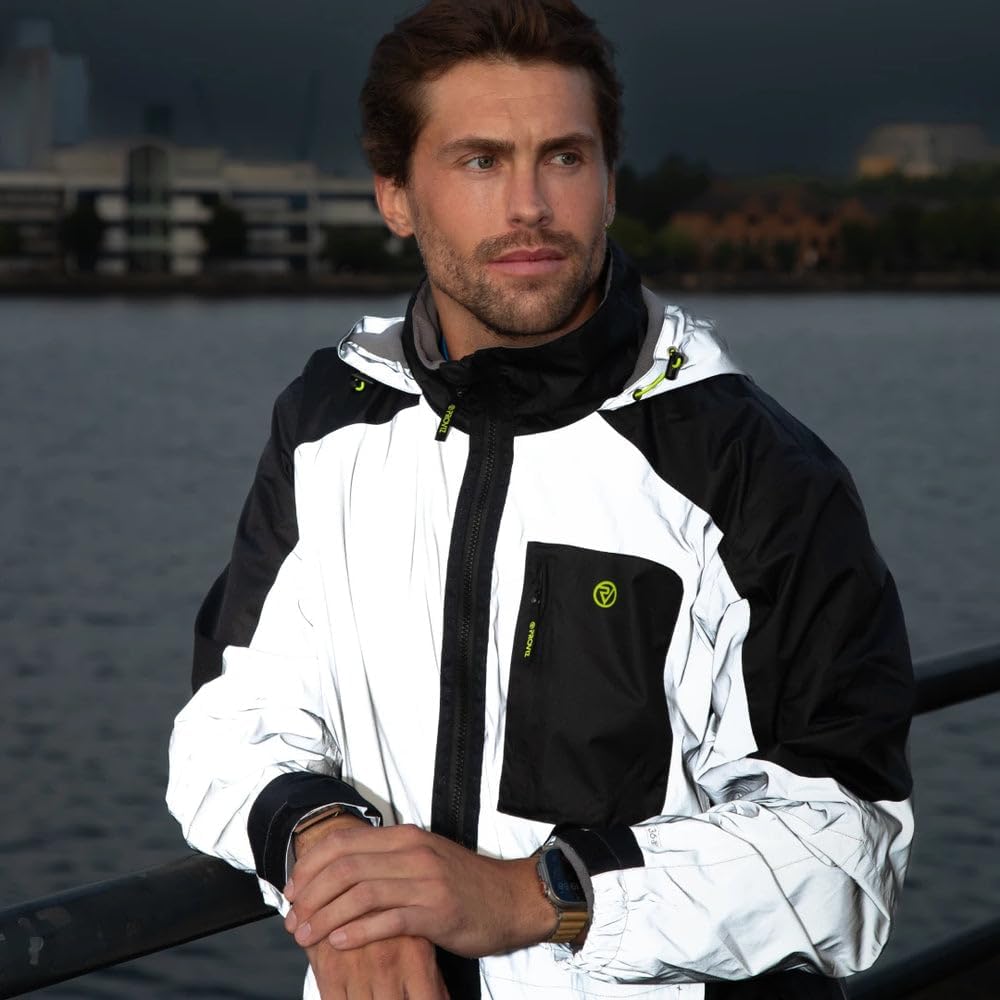 Proviz Men's REFLECT360 Fleece-Lined 100% Reflective & Waterproof Outdoor Jacket L Silber, L Silber