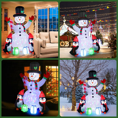 Lewondr Aufblasbare Weihnachtsdeko Aussen, 180cm Weihnachten Aufblasbarer Schneemann Beleuchtet Auss