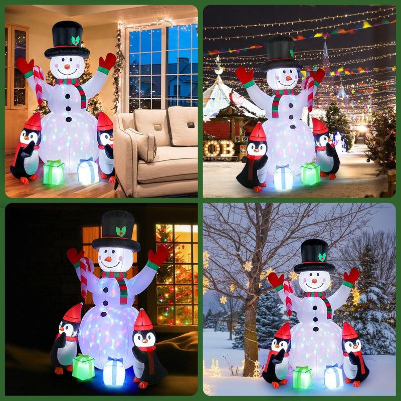 Lewondr Aufblasbare Weihnachtsdeko Aussen, 180cm Weihnachten Aufblasbarer Schneemann Beleuchtet Auss
