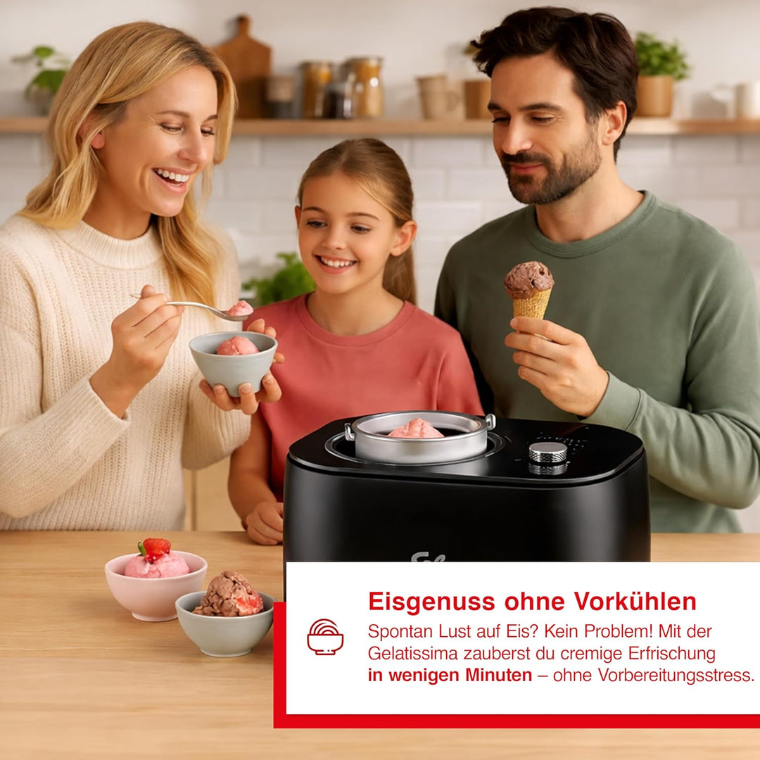 Solis Ice Dream Machine (Typ 8505) Eismaschine mit Kompressor, Schwarz | Frozen Yogurt & Sorbet Make