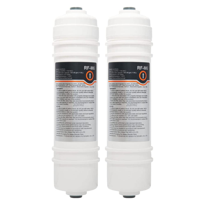 RF-M6 Wasserfilter | 2x externer Kühlschrankfilter kompatibel mit Midea, Comfee, Hanseatic, Teka Sid