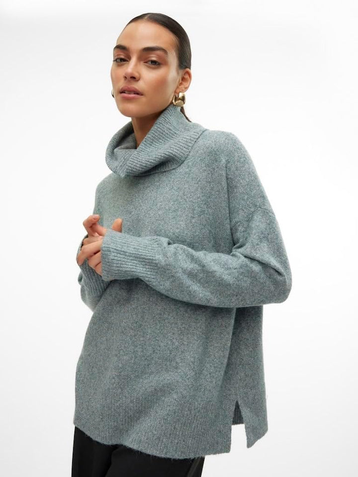 Vero Moda Female Strickponcho VMDOFFY Strickponcho S Balsam Green/Detail:melange, S Balsam Green/Det