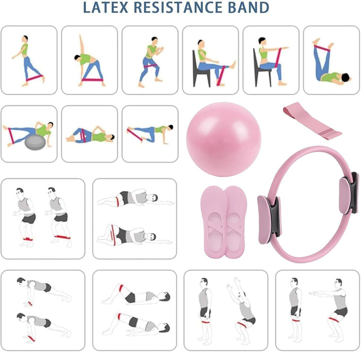 Pilates Set Für Zuhause,4 Stück, Pilates Ring Set Zuhause, Straffendes Stretch Widerstandsband Yoga