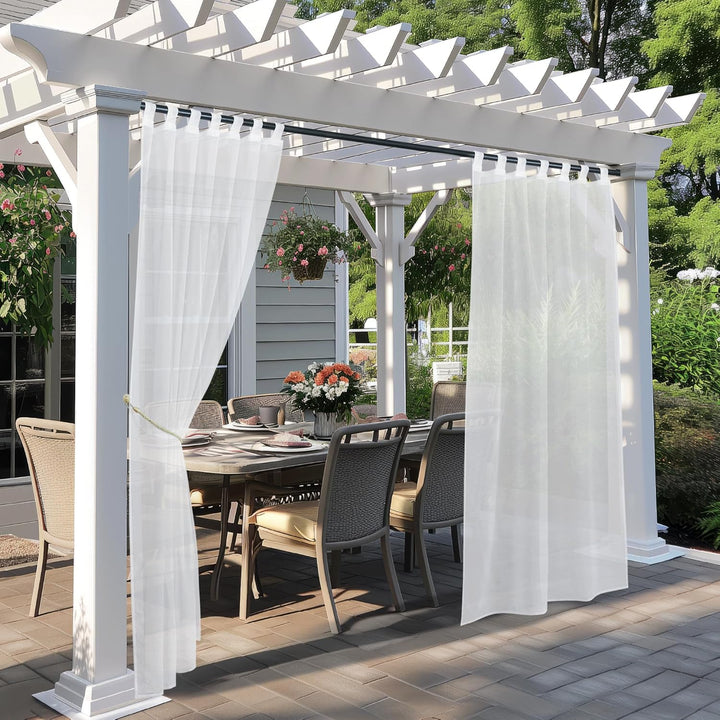 PONY DANCE Outdoor Gardinen Weiss Transparent Outdoor Vorhang Wasserdicht 2 Stücke Terrasse Vorhänge
