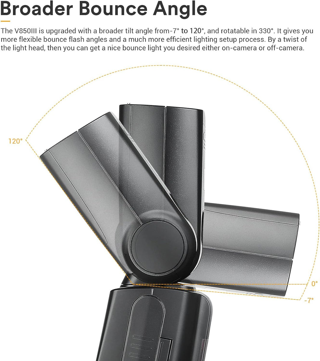Godox V850III Kamerablitz Speedlite 76Ws, 2600mAh Lithiumbatterie, 1,5s Wiederaufladezeit, 2,4G X Wi