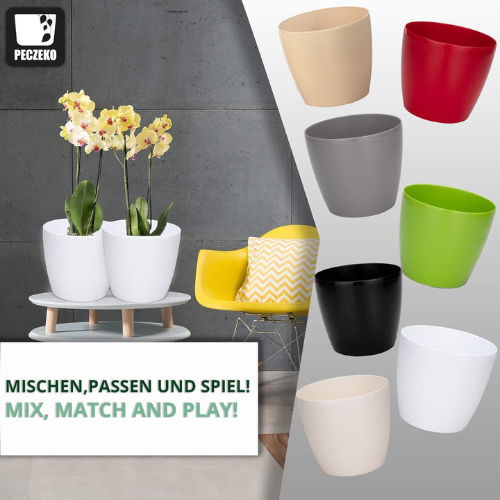 PECZEKO Glänzende Blumentöpfe - Deko Pflanztopf für Blumen &amp; Kräuter - Langlebige &amp; leichte runde Ku