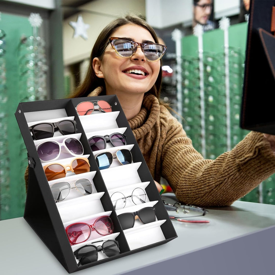 Brillen Aufbewahrung,16 Gitter Gläser Vitrine Sonnenbrillen Präsentation Brillendisplay Faltbarer De