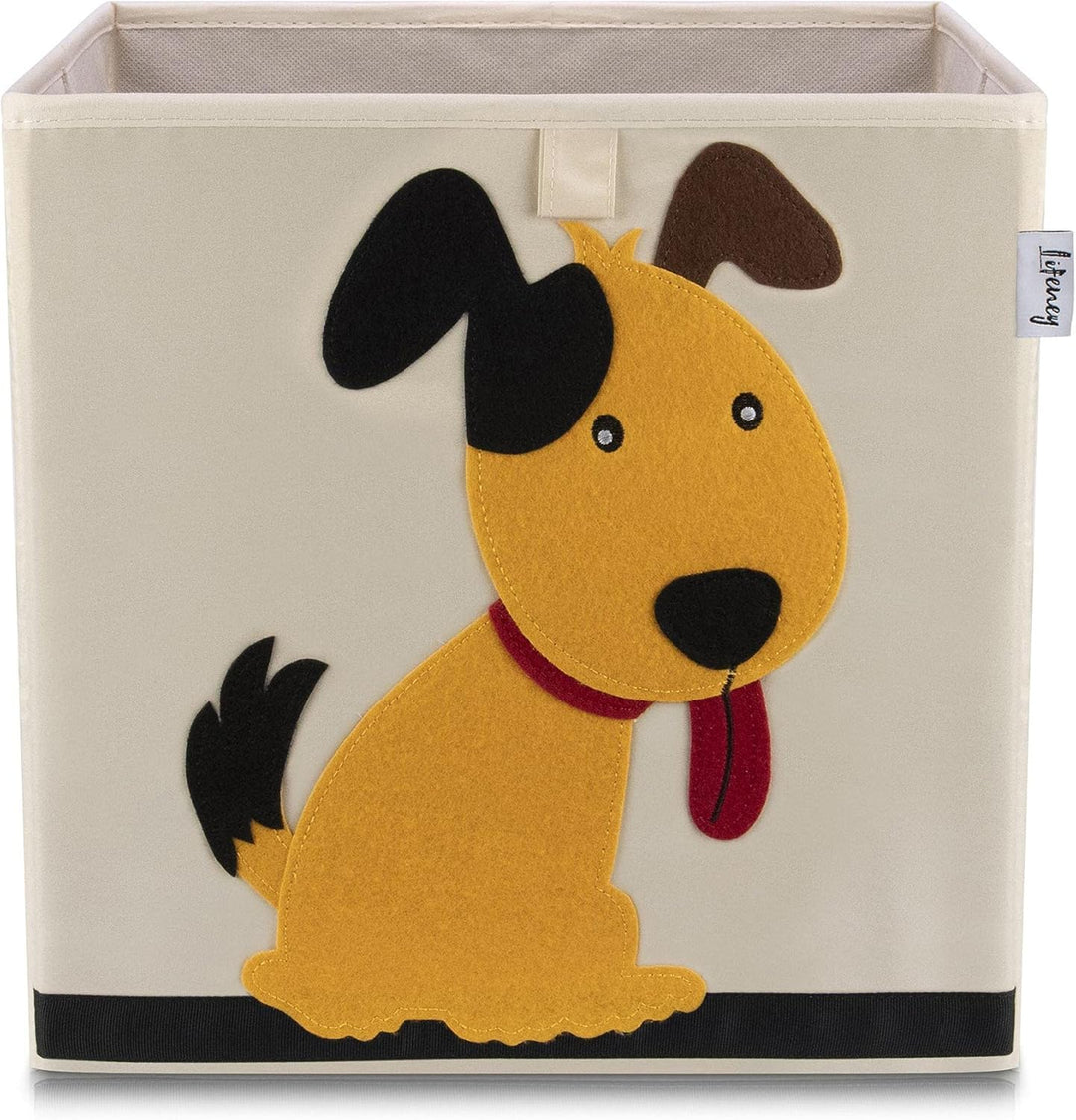LIFENEY Aufbewahrungsbox im 3er Set Hund, Biene und Schwein I Dreierpack Spielzeugbox mit Tiermotiv