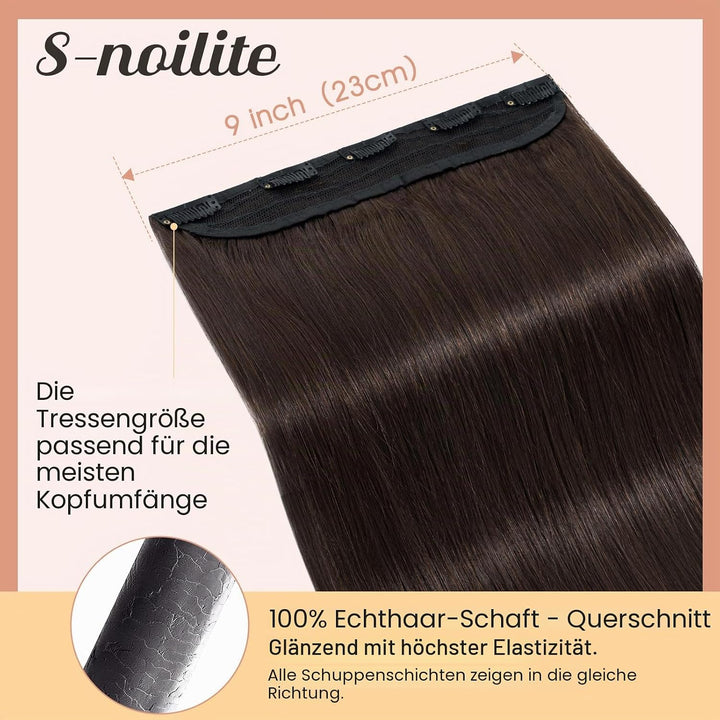 S-noilite Clip In Extensions Echthaar Dunkelbraun Real human hair 1 pieces 5 clips Haarverlängerunge