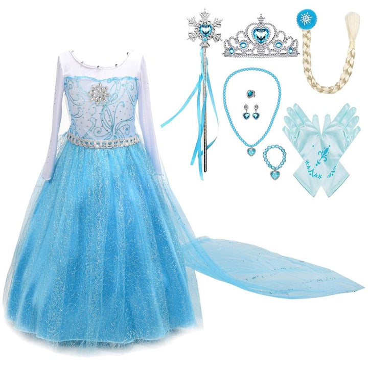 Lito Angels Prinzessin Kleid mit Schleppe und Accessoires für Kinder Mädchen, Kostüm Verkleidung Lan