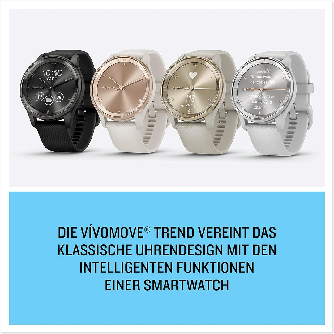 Garmin vívomove Trend – Hybrid-Smartwatch mit analogen Zeigern und Touchdisplay. Fitness-/Gesundheit