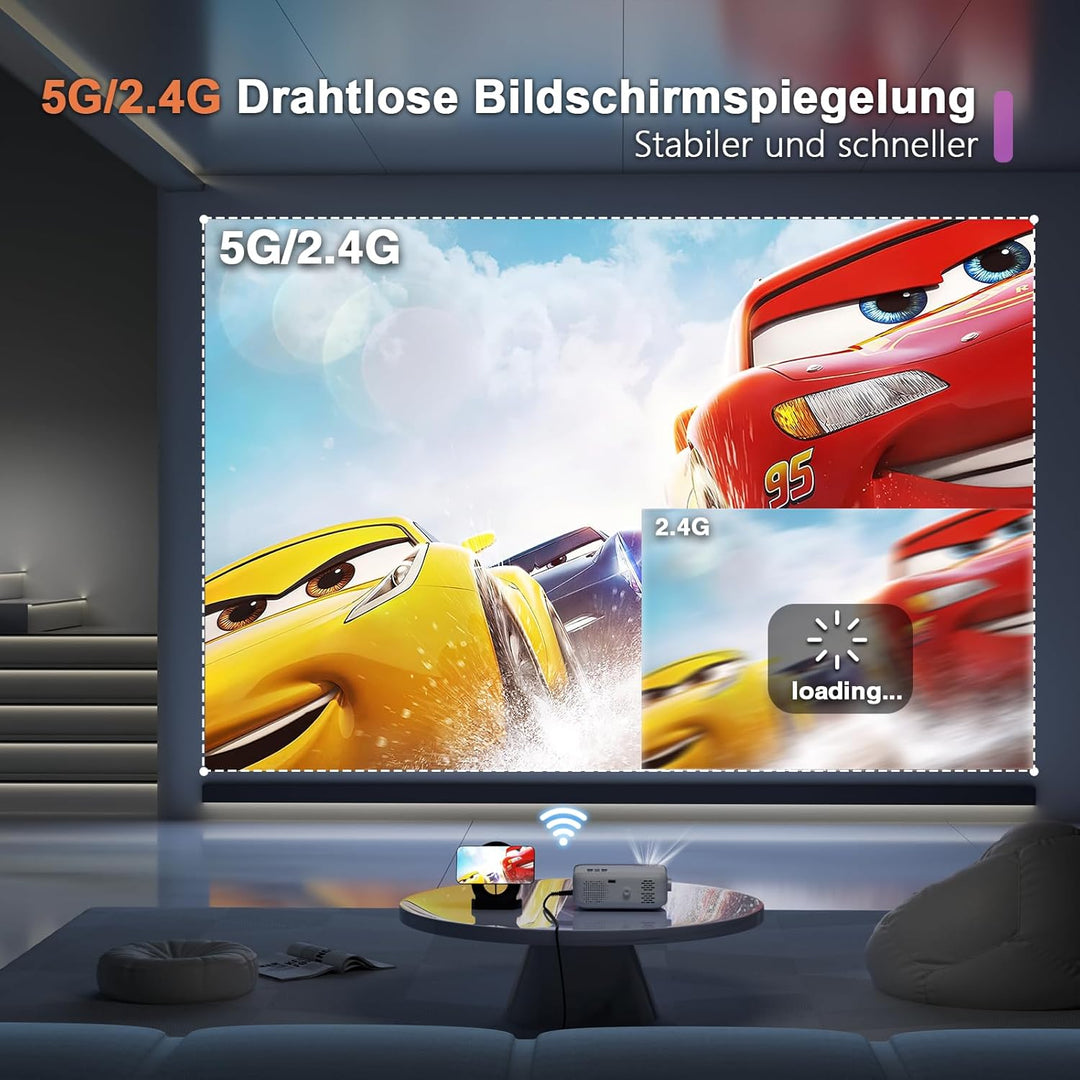 Mini Beamer, VOPLLS 15000L WiFi Bluetooth Beamer Full HD 1080P Unterstützt, Tragbar Video Projektor